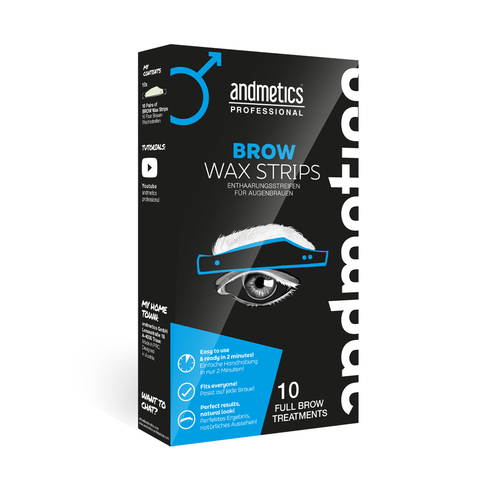 andmetics Brow Wax Strips Men Professional, 10 Stück
